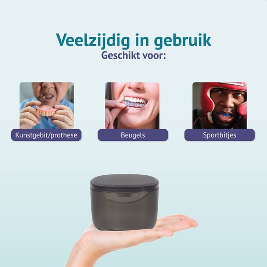 Gebitsbakje - Beugelbakje - Incl. Lekbakje - Voor - Beugel - Kunstgebit - Prothese - Beugelbakje - Beugeldoosje - Bakje
