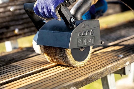Scheppach Satineermachine MRS1300 1300W – Borstelschuurmachine voor Hout, Metaal & Steen – Ontroesten, Satineren, Schuren & Reinigen – Incl. 3 Borstels