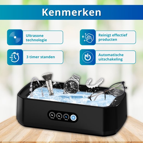 Ultrasoon Reiniger - 650ml - Reinigingsapparaat voor Brillen - Sieradenreiniger - Horloge - Zeri