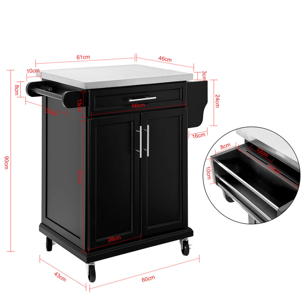 SoBuy Keukenwagen met werkblad - Met lade en 2 deuren - Max. 50KG - 83 x 46 x 90 cm - Zwart