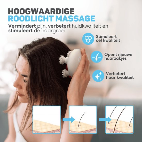 Vulpes Goods® BodyCare - Hoofdmassage Apparaat met Infrarood – Elektrisch Massageapparaat - Scalp Massager - Haarborstel – Stimuleert Haargroei & Bloedsomloop - USB Oplaadbaar