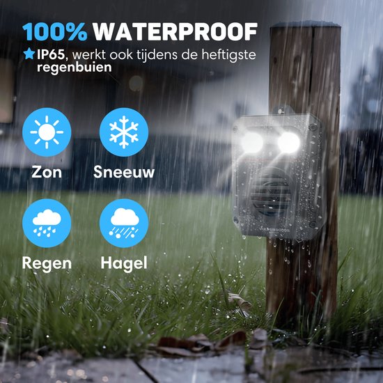 Vulpes Goods® Verjager Marterverjager PRO V3 – Ongedierteverjager - Steenmarter Verjager voor Outdoor Gebruik - 100% Waterdicht - Draadloos & Oplaadbaar