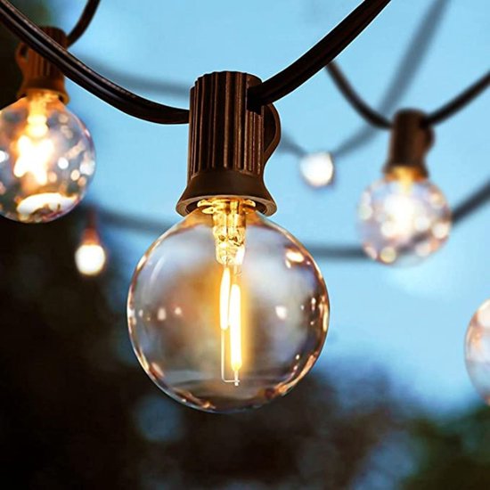a sunny day Lichtsnoer buiten - Lichtslinger - Inclusief 25 XL Led lampen voor buiten - 7,5 meter - Prikkabel - Lichtsnoer binnen - Prikkabel binnen - Lichtsnoer tuin - Warm wit licht