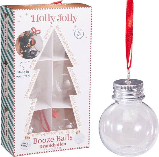 Kerstdrankballen vulbaar 100ml 6 stuks
