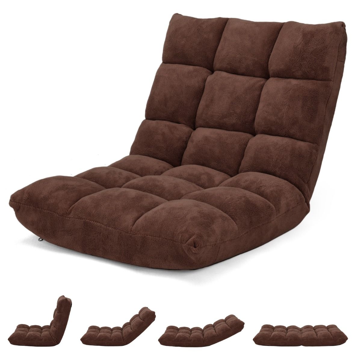 Coast Vloerstoel met Verstelbare rugleuning - Max. 90 kg - 105 x 56 x 15 cm - Bruin