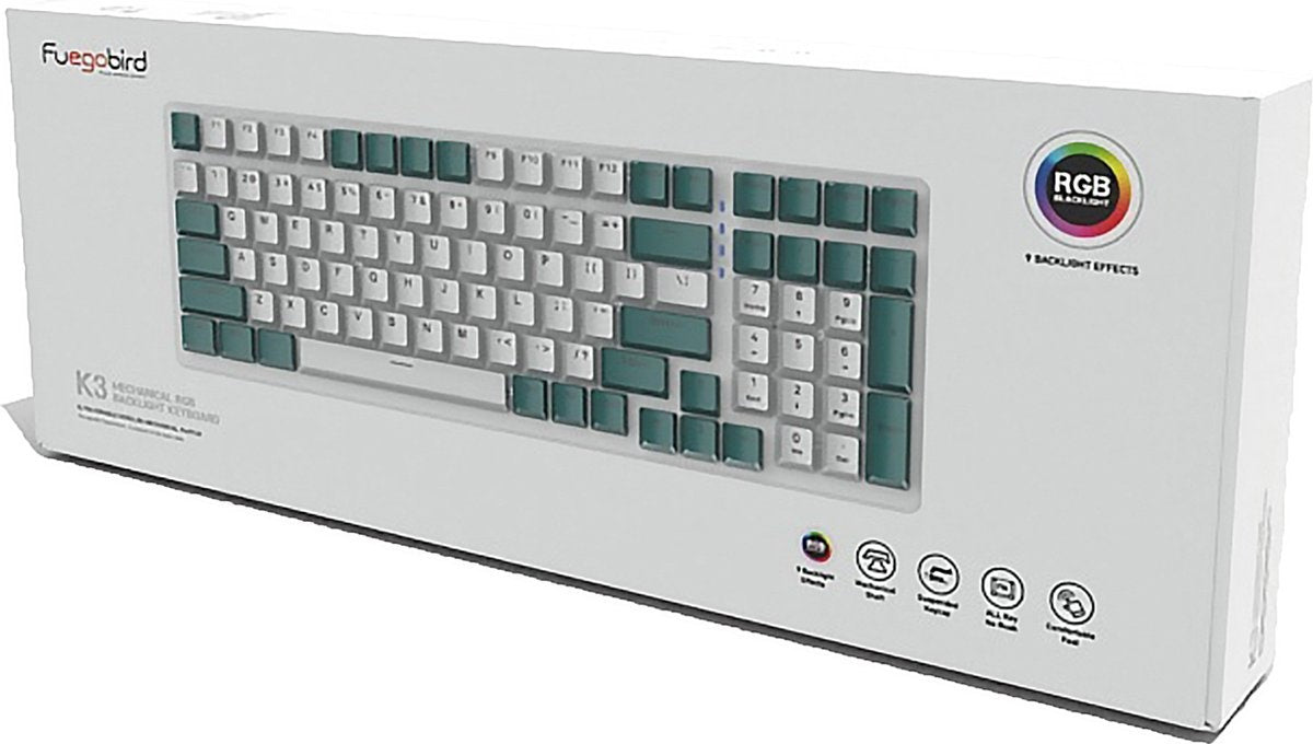 Fuegobird K3 Mechanisch Gaming Toetsenbord - 100keys - Rood Switch - QWERTY - Mechanical RGB Backlight Keyboard - Shimmer