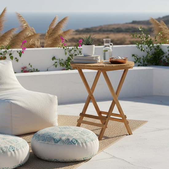 AXI Gia Teak Tuintafel Rond – 60 x 60 x 75 cm – Opklapbaar – Ronde Klaptafel – Houten Tuintafel - Bruin - Voor 2 Personen - Voor Tuin, Terras en Balkon
