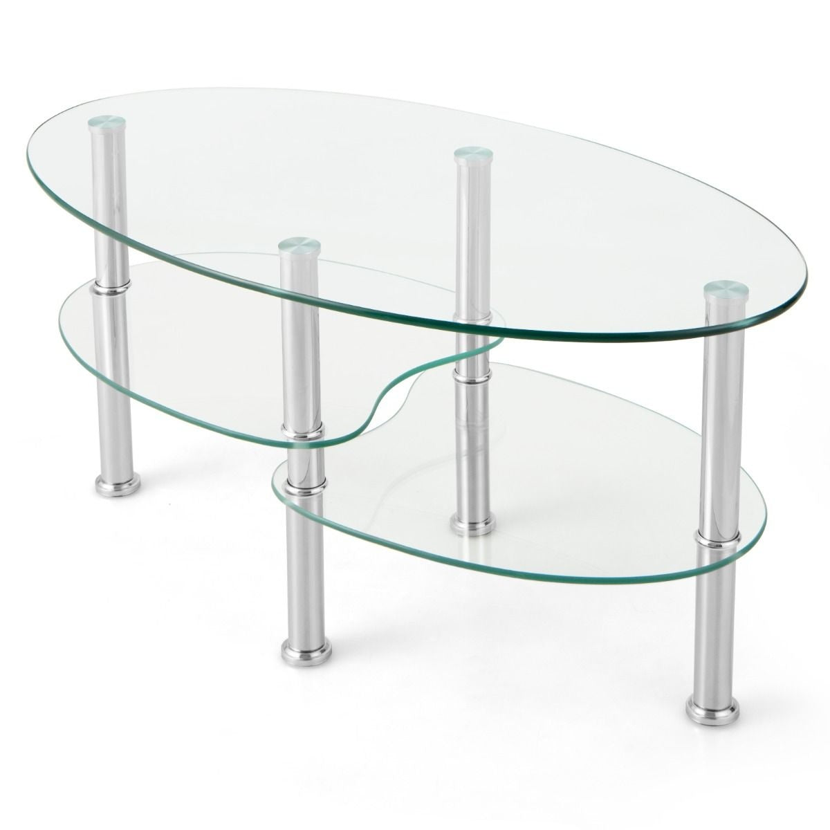Coast Salontafel - 3 Laags - Gehard Glas - Modern - 89 x 50 x 45 cm - Wit