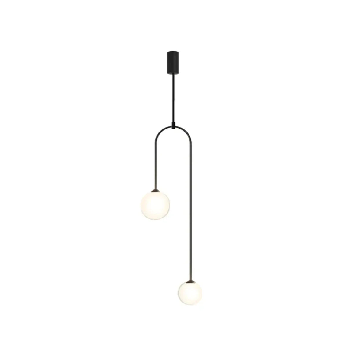 Homary Moderne Pendellamp Zwart met Glaskogel - 2-Lichts U-Vormig