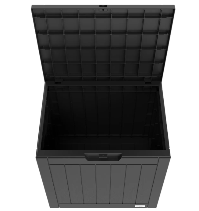 LifeGoods Opbergbox XXS 118L - Tuinkussen Opbergbox - Waterdicht - Weerbestendig - Houtlook - Met Slothouder - Grijs