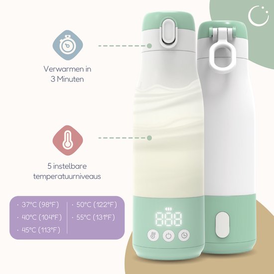 Numsy Thermosfles Flessenwarmer Onderweg - Draadloos - Alle Merken - 350 mL