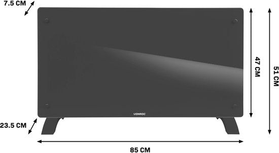 VONROC Convectorkachel Luxe - Elektrisch - Wifi App - 1250-2500W - Instelbaar - 30m2 - Grijs