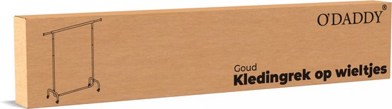 O'DADDY® Kledingrek - Kledingrek op Wieltjes - Kledingrek metaal - Kleding rek - Kledingrekken - Garderoberek - Kledingstang - Kledingrek goud - Uitschuifbare Kledingstang - Verstelbare Hangstang - Stabiel tot 130 kg - Goud