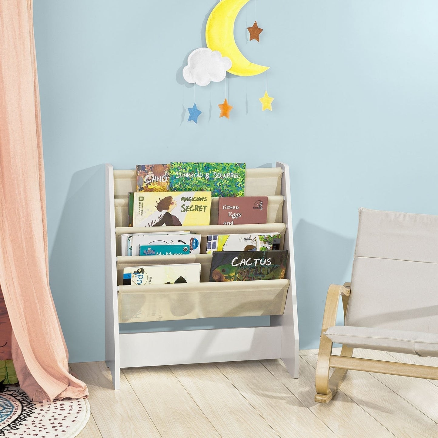 SoBuy Boekenrek voor Kinderen - 4 Vakken - 62x71x29 cm