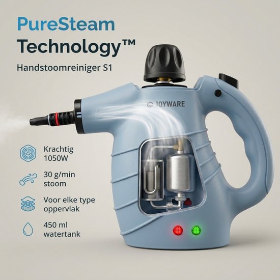 Joyware® 13-in-1 Stoomreiniger S1 – Krachtige Handstoomreiniger – Tapijtreiniger & Vlekkenreiniger voor Bank, Badkamer & Bekleding – Steam Cleaner – 1050W – 450ML