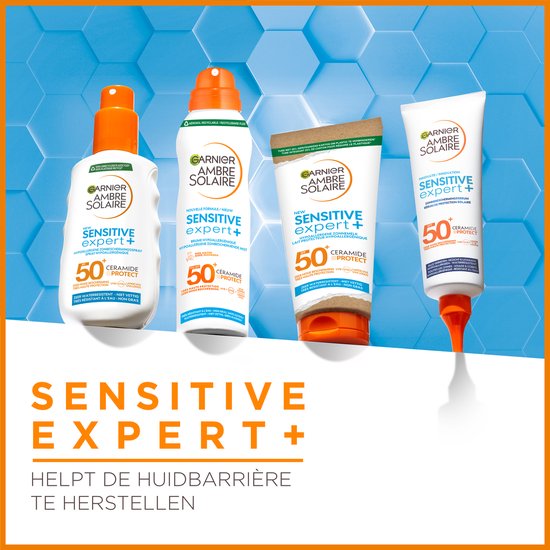 Garnier Ambre Solaire Sensitive Expert+ SPF50+ - Hypoallergene Zonnebrandmelk voor de Gevoelige Huid met Ceramide Protect - 175 ML