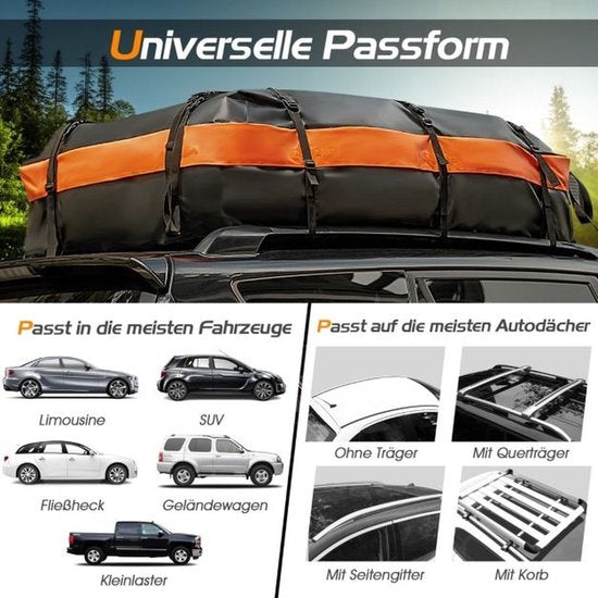 Coast dakkoffer - waterdicht - 560L - voor alle voertuigen - 4,5kg - 132 x 100 x 43cm - zwart en oranje