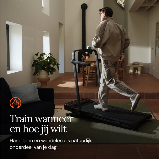 Moov Run Plus Loopband Inklapbaar met Helling 15% - 1-14 km/u Treadmill - Walking Pad - Opvouwbare Wandelband - Incl. Accessoires