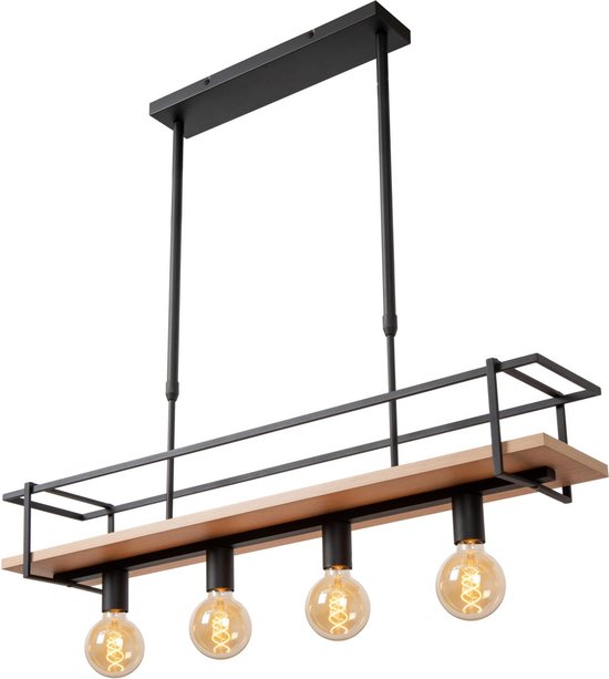 Lucide MILONGA - Hanglamp - 4xE27 - Zwart - Japandi