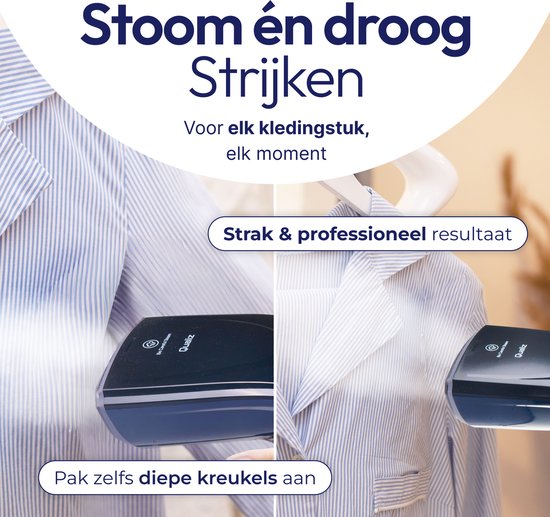 Kledingstomer 300ml – 2 Opzetstukken – Stoomapparaat Kleding – Stomer Kleding – Reisstrijkijzer – Handstomer – Steamer – Qualiz®