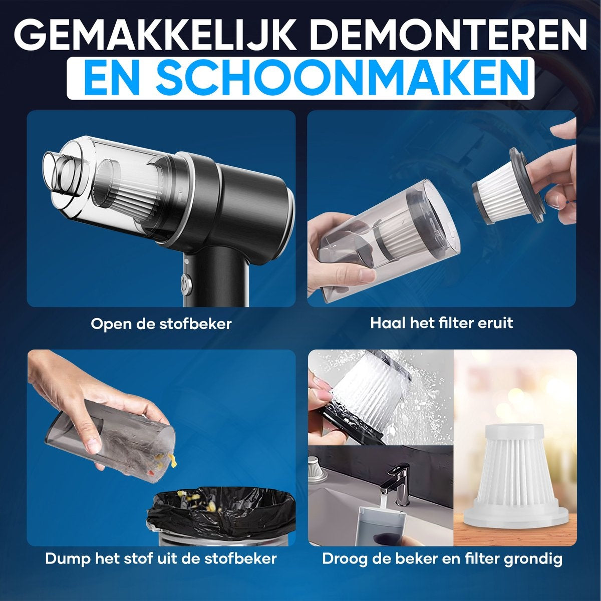Matti Auto Stofzuiger - Draadloos - Oplaadbaar - Blaasfunctie - Multifunctioneel