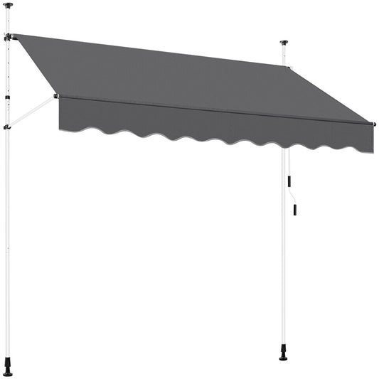 Yaheetech Klemzonnescherm Donkergrijs – Handmatig Uittrekbaar – 250 x 120 cm – Hoogte 210-300 cm
