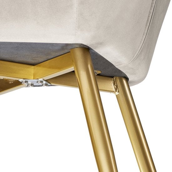 tectake® - Stoel Marilyn fluweellook - creme/goud - 404623