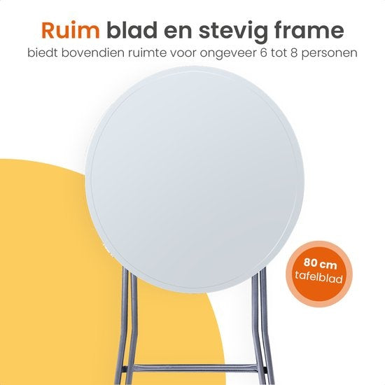 Goliving Statafel – Inclusief Statafelhoes – Statafelrok – Inklapbaar – Stevige partytafel – Voor binnen en buiten – Draagvermogen 50kg – Ø80 x 110 cm – 8,5 kg – Wit
