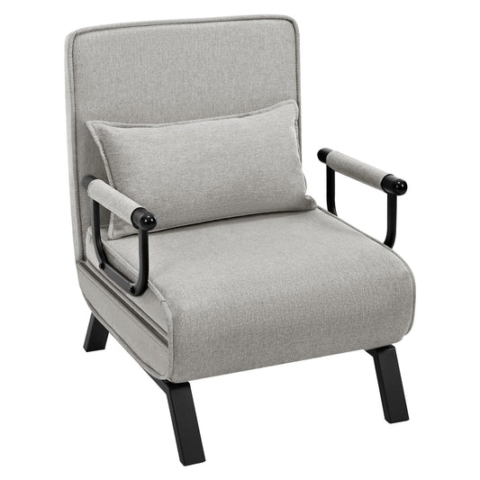Woltu Slaapfauteuil - 3 In 1 - Verstelbare Rugleuning - Linnen - 65x78x75 cm - Lichtgrijs