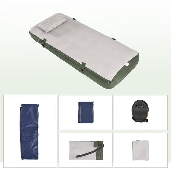 SoBuy Campingzelt met Luchtmatras en Campingbed Set - Groen - Oxford stof - 160x86x193 cm | OGS32-II-GR-TP