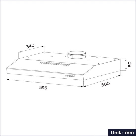 CIARRA CBCB6903 - 60cm Onderbouw Afzuigkap Zwart – inclusief koolstoffilter - 220m3