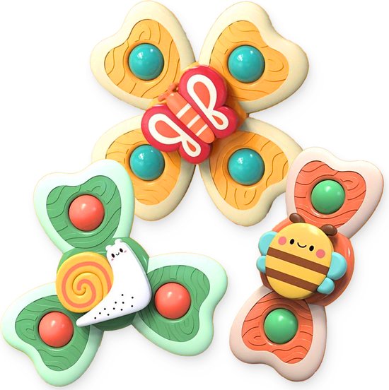 Frummel Fidget Spinners XL met Zuignap - Badspeelgoed - Sensorisch speelgoed - Fidget Toys - Badspinner - Fidget Spinner voor op Autoraam - 3 stuks