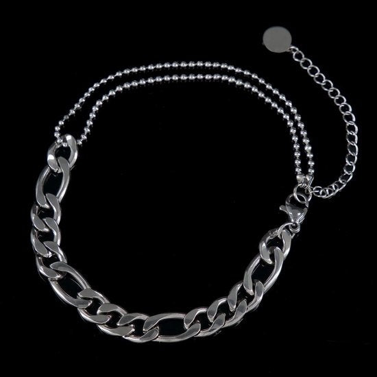 Laura Ferini Dames Armband Prego Zilver - Zilverkleurige Schakelarmband - 18K Witgoud Verguld - Sieraad - Accessoires - Sieraden - Dames Armbandje