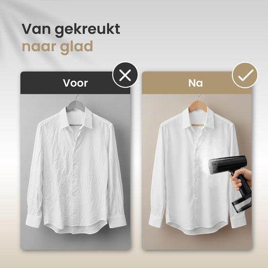 Vapore Kledingstomer - Handstomer 1640W - met Inklapbare Hanger & Opbergtas - Stoomapparaat 360ML - Steamer voor Kleding en Meubilair - 2.5m Snoer - Travel Kit