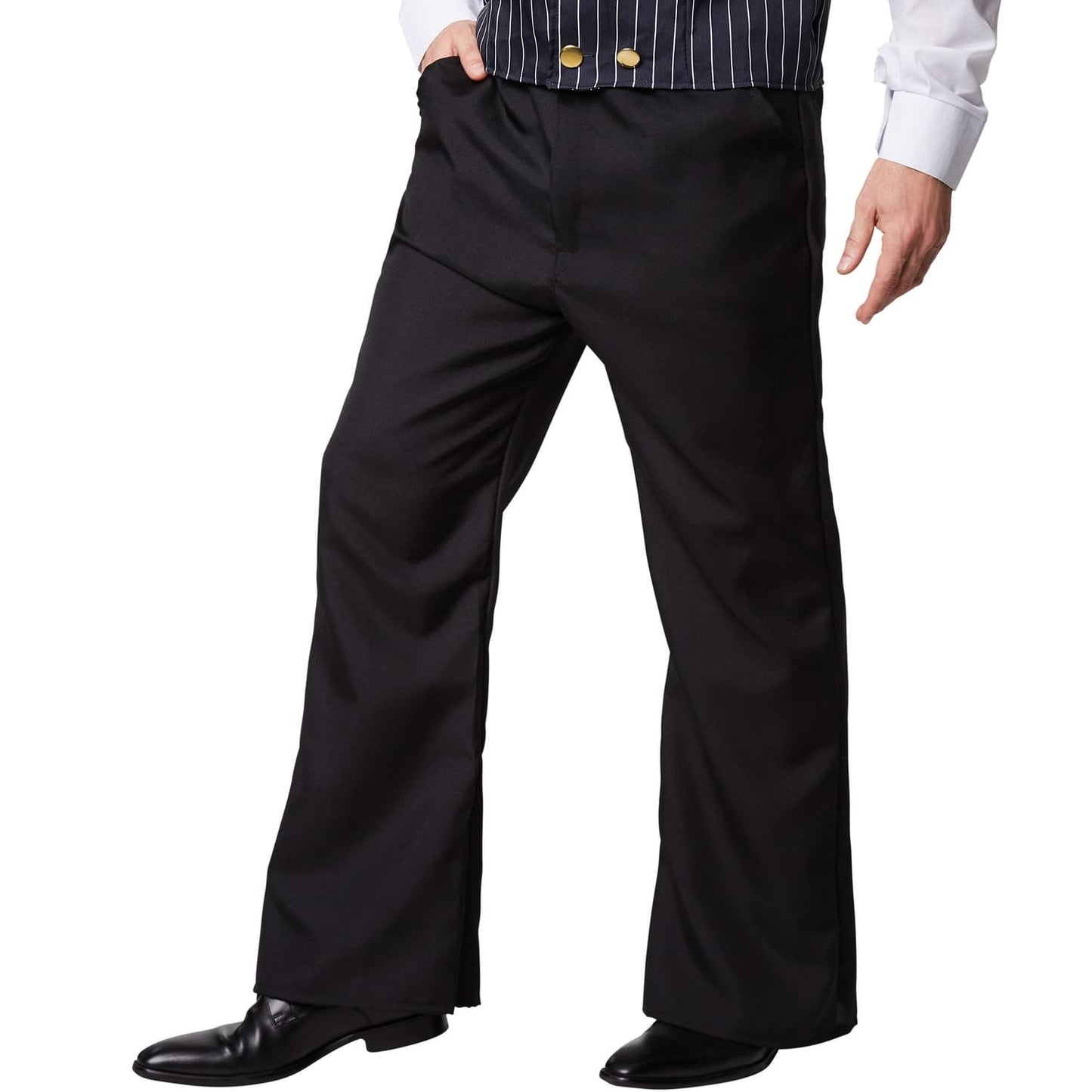 charleston gentleman kostuum - maat S – zwart/wit – polyester | inclusief hoed, overhemd, vest & broek