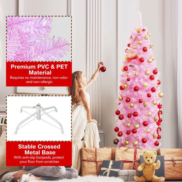 Coastway Verlichte Kunstkerstboom met 475 Takpunten - 250 Witte LED Verlichting - 180x55cm