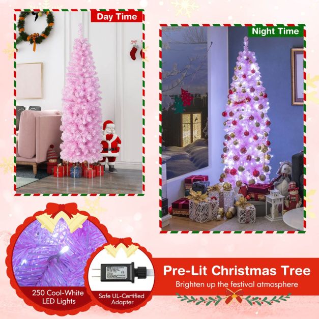 Coastway Verlichte Kunstkerstboom met 475 Takpunten - 250 Witte LED Verlichting - 180x55cm