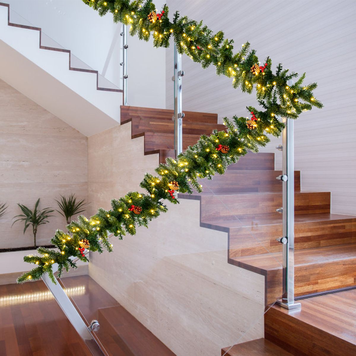 Guirlande met verlichting - Guirlande - Kerstguirlande - Kerstverlichting buiten - Kerstversiering - Kerst - 2.7 meter - 100 LED's