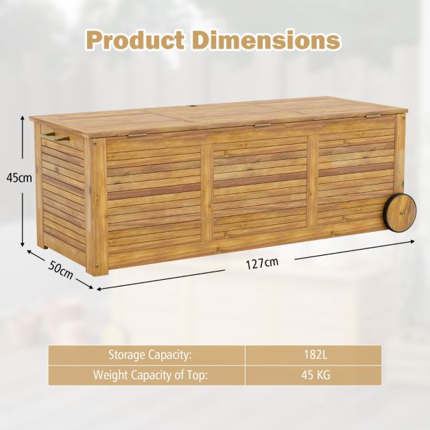 Coast Kussenbox – Waterbestendig – 182 liter – Acaciahout – 127 x 50 x 45 cm – Bruin