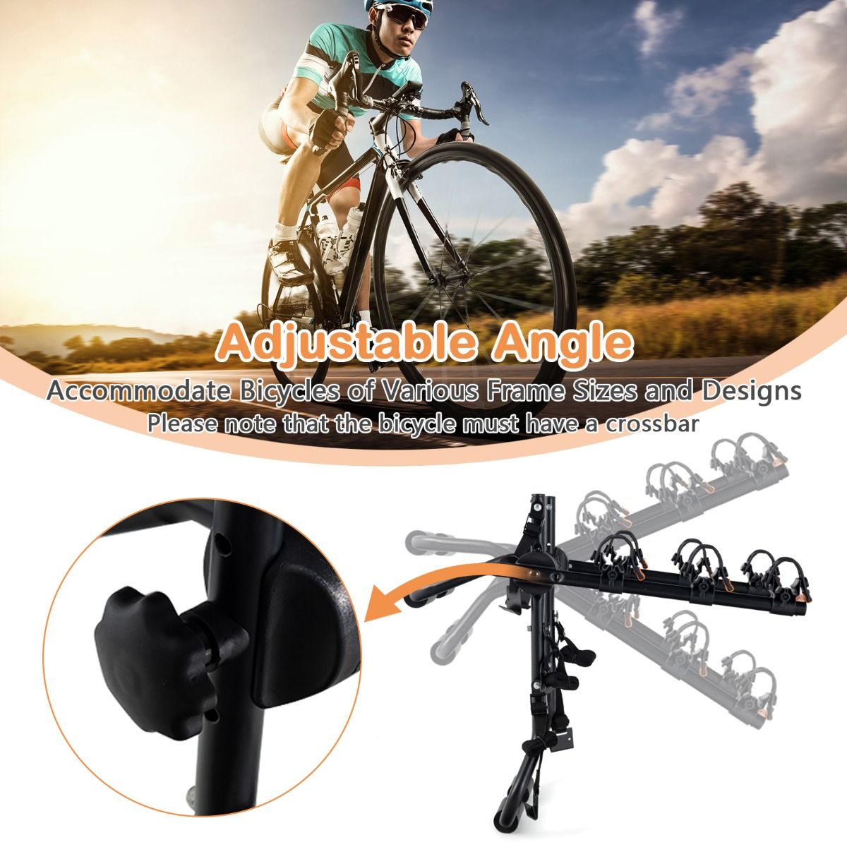 Coast Kofferbak Fietsendrager voor 3 Fietsen - Verstelbare Achterklepfietsendrager 71 x 33 x 63 cm - Zwart - Draagvermogen 45 kg