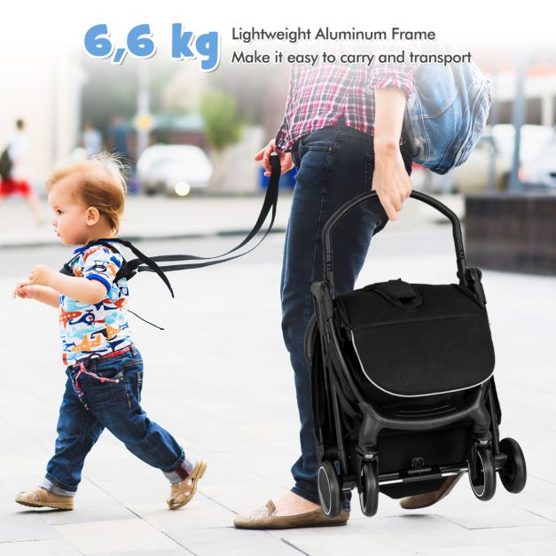 Coast Lichtgewicht Kinderwagen 97x49x103 cm – Zwart – Compact en Inklapbaar met Eén Hand – Reis Peuterwagen