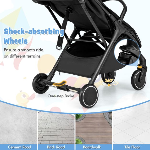Coast Lichtgewicht Kinderwagen 97x49x103 cm – Zwart – Compact en Inklapbaar met Eén Hand – Reis Peuterwagen