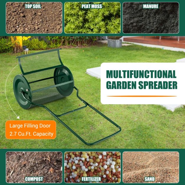 Coast Compoststrooier - Duwmodel - 61 cm werkbreedte - Metaal - Groen