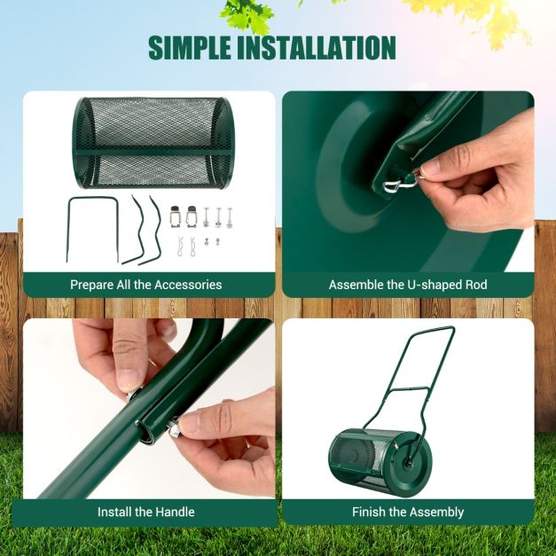 Coast Compoststrooier - Duwmodel - 61 cm werkbreedte - Metaal - Groen