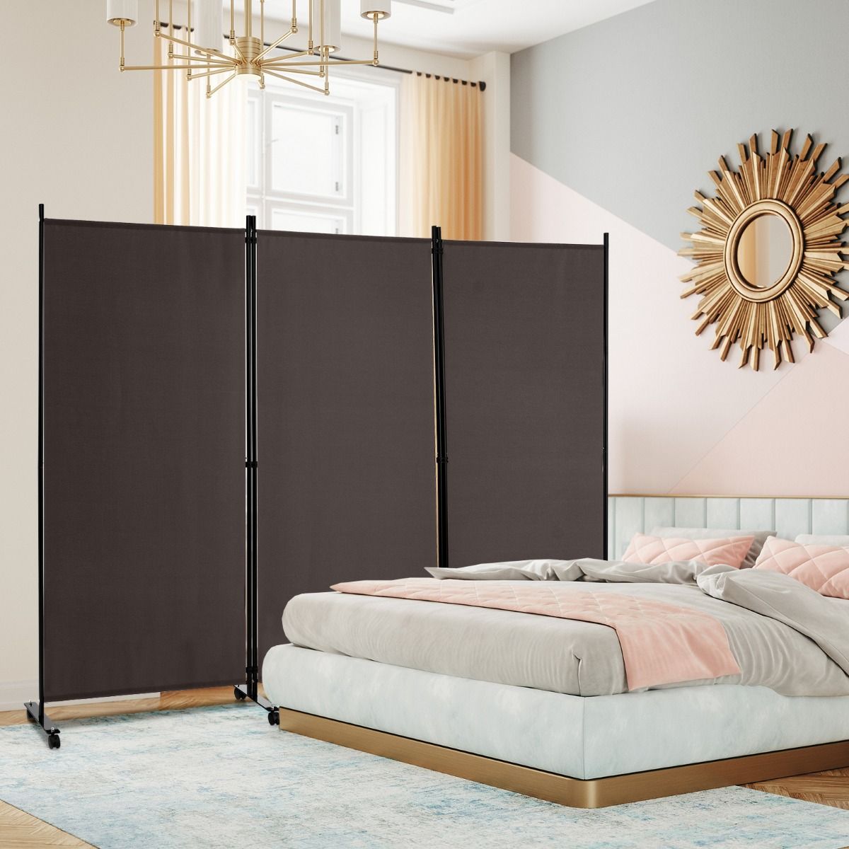 Coast 3-panelen Vouwbare Kamerverdeling Stofbescherming - 260 x 183 cm - Grijs