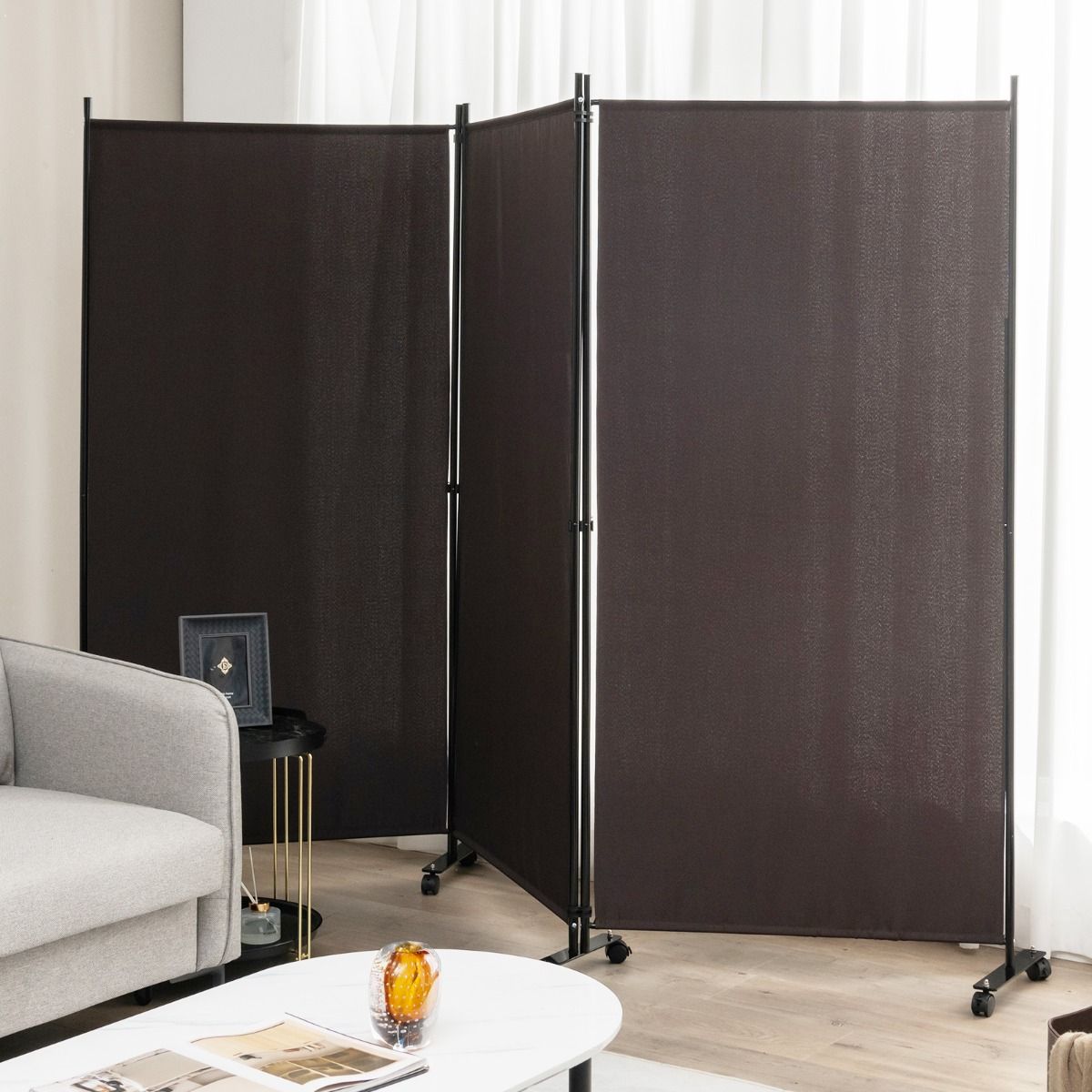 Coast 3-panelen Vouwbare Kamerverdeling Stofbescherming - 260 x 183 cm - Grijs
