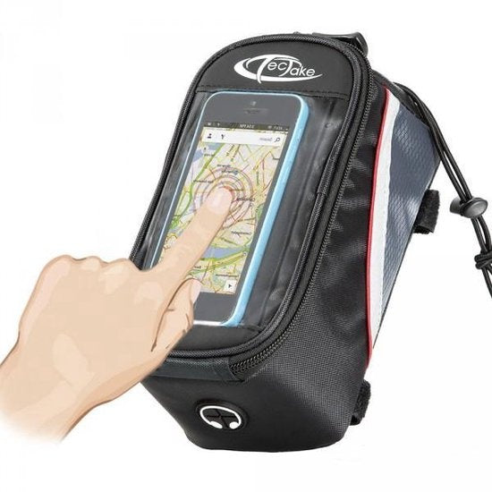 TecTake - Frametas fietstas voor o.a. smartphone e.d. zwart rood L 401611