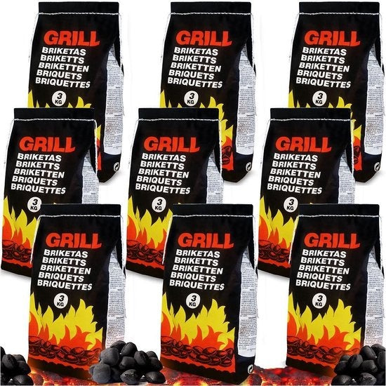 Deuba 27 Kg Houtskoolbriketten 9 x 3 kg Barbecue Grill Briketten BBQ