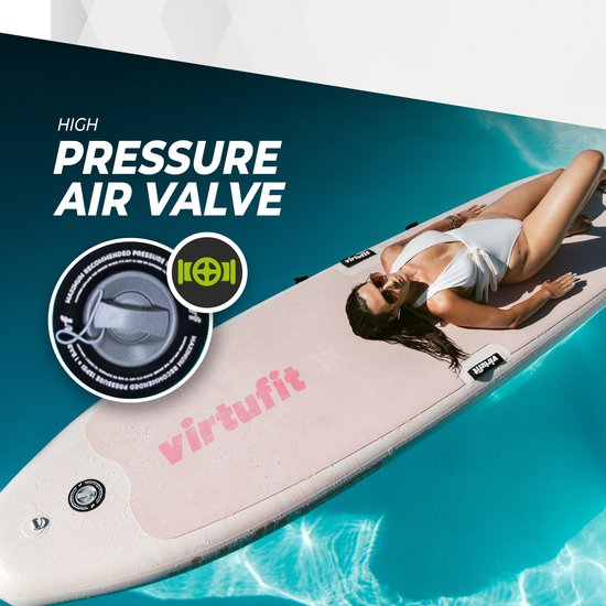 VirtuFit Cruiser Opblaasbaar SUP Board 305 cm - Max. 180 kg - Complete Set – Incl. Kajak Zitje, Peddel, Pomp, Tas & GoPro-mount – Stand Up Paddle Board - Roze