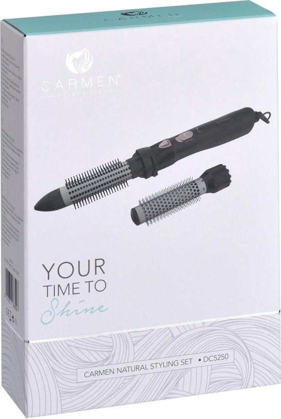 Carmen DC5250 - Föhnborstel -  550 watt - Intrekbare tanden - 2 opzetstukken - Dual voltage